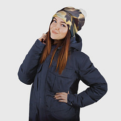 Шапка с помпоном Рассвет над горным озером, цвет: 3D-белый — фото 2