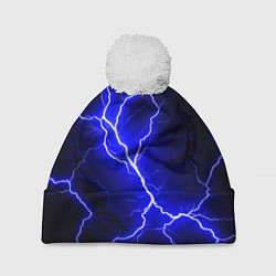Шапка c помпоном Color blue black