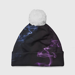 Шапка с помпоном Color black blue pink, цвет: 3D-белый