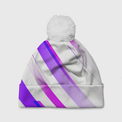 Шапка с помпоном Color white pink, цвет: 3D-белый