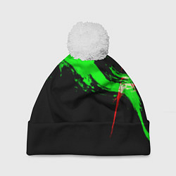 Шапка с помпоном Color black green red, цвет: 3D-белый