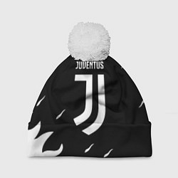 Шапка с помпоном Juventus black fire, цвет: 3D-белый