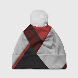 Шапка с помпоном Color black red grey, цвет: 3D-белый