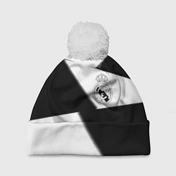 Шапка с помпоном Real Madrid geometry black, цвет: 3D-белый
