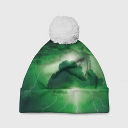 Шапка с помпоном Зелёный гром, цвет: 3D-белый