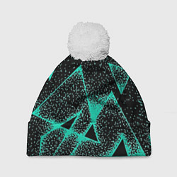 Шапка с помпоном The triangle is light blue, цвет: 3D-белый
