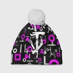 Шапка с помпоном Doom неоновый паттерн, цвет: 3D-белый