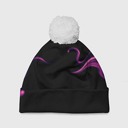 Шапка с помпоном Color pink abstraction, цвет: 3D-белый