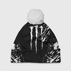Шапка с помпоном Monster energy white splash, цвет: 3D-белый