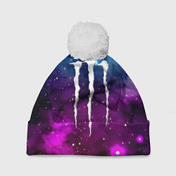 Шапка с помпоном Monster energy neon space, цвет: 3D-белый