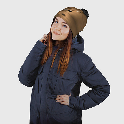 Шапка c помпоном Летящая птица / 3D-Черный – фото 2