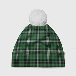 Шапка с помпоном Checkered green, цвет: 3D-белый