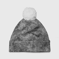 Шапка с помпоном Абстракция - grey polished chip, цвет: 3D-белый