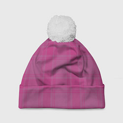 Шапка с помпоном Checkered pink, цвет: 3D-белый