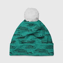 Шапка с помпоном Корабли плывут по Неве, цвет: 3D-белый