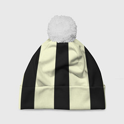 Шапка с помпоном Color black beige line, цвет: 3D-белый
