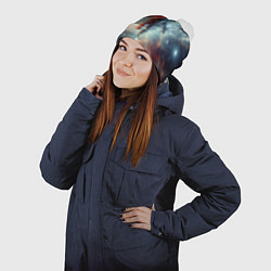 Шапка с помпоном Космонавт в космической туманности, цвет: 3D-белый — фото 2