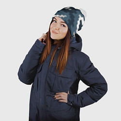 Шапка с помпоном Пиксельная текстура камуфляж, цвет: 3D-белый — фото 2