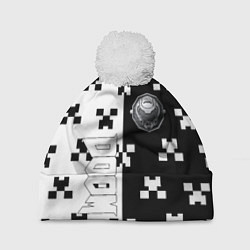 Шапка с помпоном Doom x minecraft pattern, цвет: 3D-белый