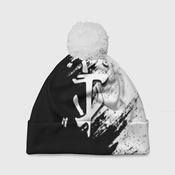 Шапка с помпоном Doom штрихи красок черные, цвет: 3D-белый