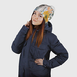 Шапка с помпоном Цветы полевые, цвет: 3D-белый — фото 2