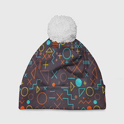 Шапка с помпоном Different shapes of geometry, цвет: 3D-белый
