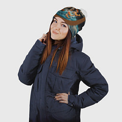 Шапка с помпоном Большие золотистые рыбы выпрыгивают из воды, цвет: 3D-белый — фото 2