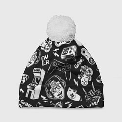 Шапка c помпоном Retro gamer pattern