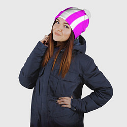 Шапка с помпоном Color white and pink, цвет: 3D-белый — фото 2