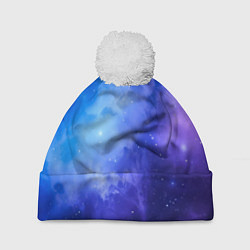 Шапка с помпоном Неоновый яркий космос, цвет: 3D-белый