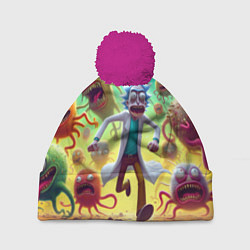 Шапка с помпоном Рик Санчес убегает от монстров, цвет: 3D-малиновый