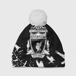 Шапка с помпоном Ливерпуль белые птицы, цвет: 3D-белый