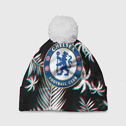 Шапка с помпоном Chelsea тропики глитч текстура, цвет: 3D-белый