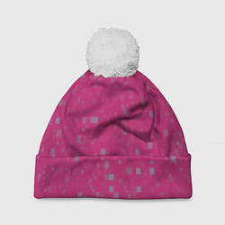Шапка с помпоном Color pink brown squares, цвет: 3D-белый