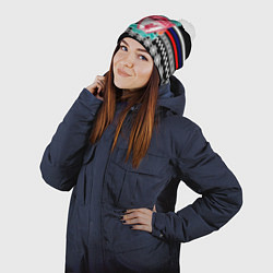 Шапка с помпоном Ливерпуль текстура триколор зима, цвет: 3D-белый — фото 2