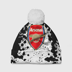 Шапка с помпоном Арсенал черно белые краски, цвет: 3D-белый