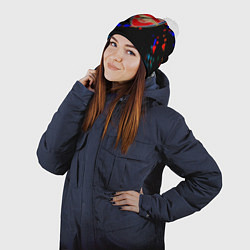 Шапка с помпоном Arsenal неоновые брызги красок, цвет: 3D-белый — фото 2