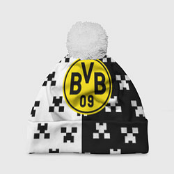 Шапка с помпоном Borussia pattern minecraft, цвет: 3D-белый