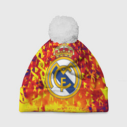 Шапка c помпоном Реал Мадрид символы краска