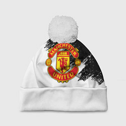 Шапка c помпоном Манчестер Юнайтед краски белые