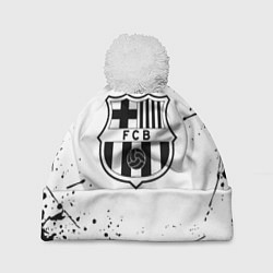 Шапка с помпоном Barcelona брызги красок, цвет: 3D-белый