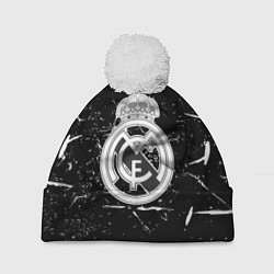 Шапка с помпоном Ювентус краски штрихи, цвет: 3D-белый