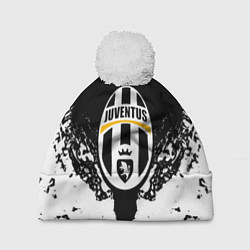 Шапка с помпоном Ювентус краски всплеск текстура, цвет: 3D-белый