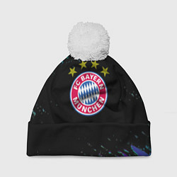 Шапка с помпоном Бавария Мюнхен краски текстура, цвет: 3D-белый