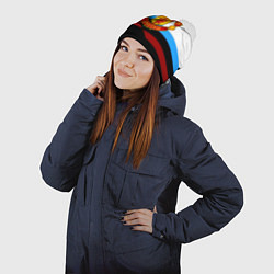 Шапка с помпоном Манчестер Юнайтед геометрия спорт, цвет: 3D-белый — фото 2