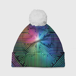 Шапка c помпоном Линейная графика