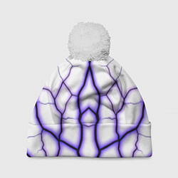 Шапка с помпоном Color white purple, цвет: 3D-белый
