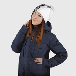 Шапка с помпоном Ювентус паттерн люди, цвет: 3D-белый — фото 2