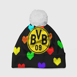 Шапка c помпоном Borussia сердца паттерн