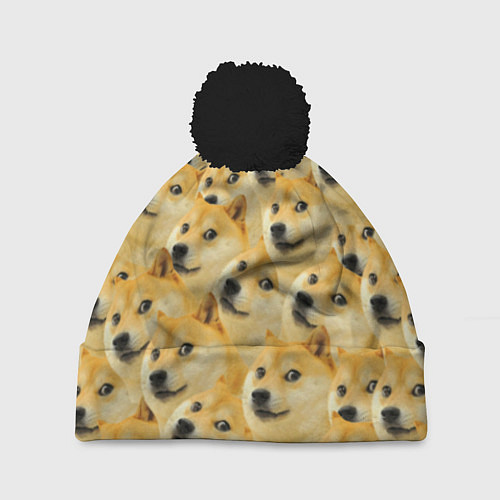 Шапка c помпоном Doge / 3D-Черный – фото 1